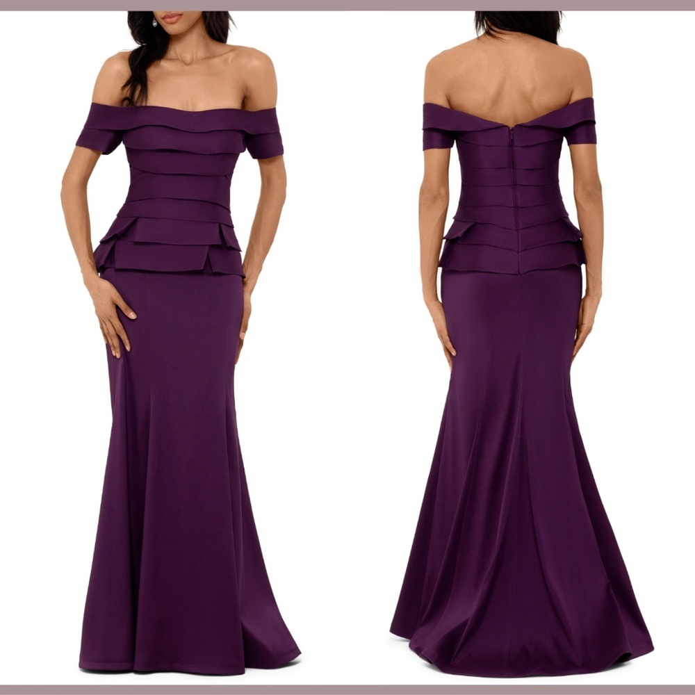 NWT XSCAPE Off Shoulder Mikado Evening Gown 2